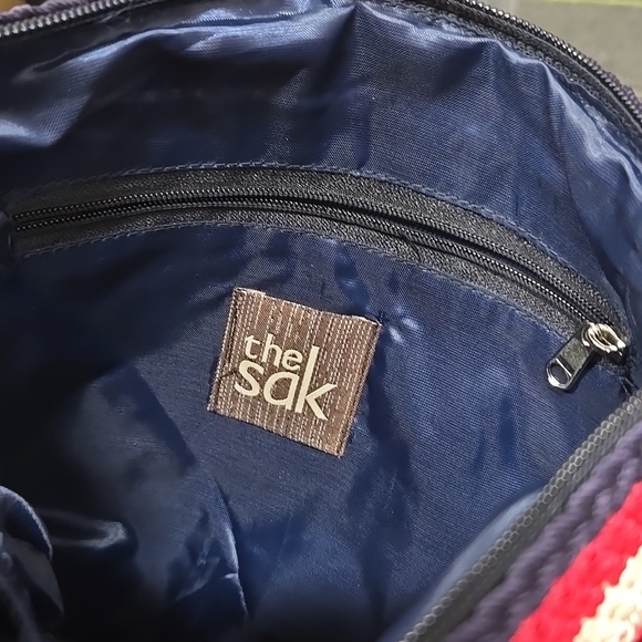 The SAK-Red/White/Blue Flag Crochet Knit Patriotic Shoulder Bag Satchel - Picture 11 of 16